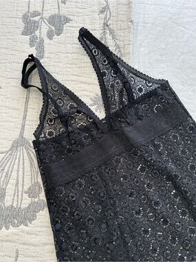Else Lingerie Lace Teddy Chemise Slip Black Sz Small